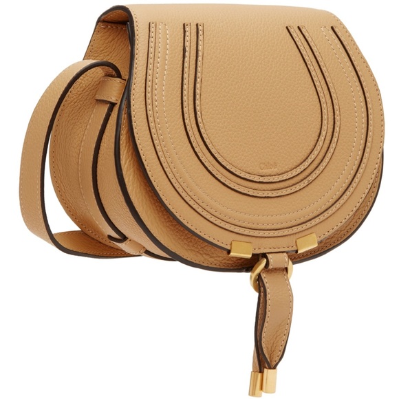 ❌SOLD❌ NEW CHLOE MARCIE TAN LEATHER SMALL SADDLE CROSSBODY BAG PURSE NWT - Picture 3 of 16